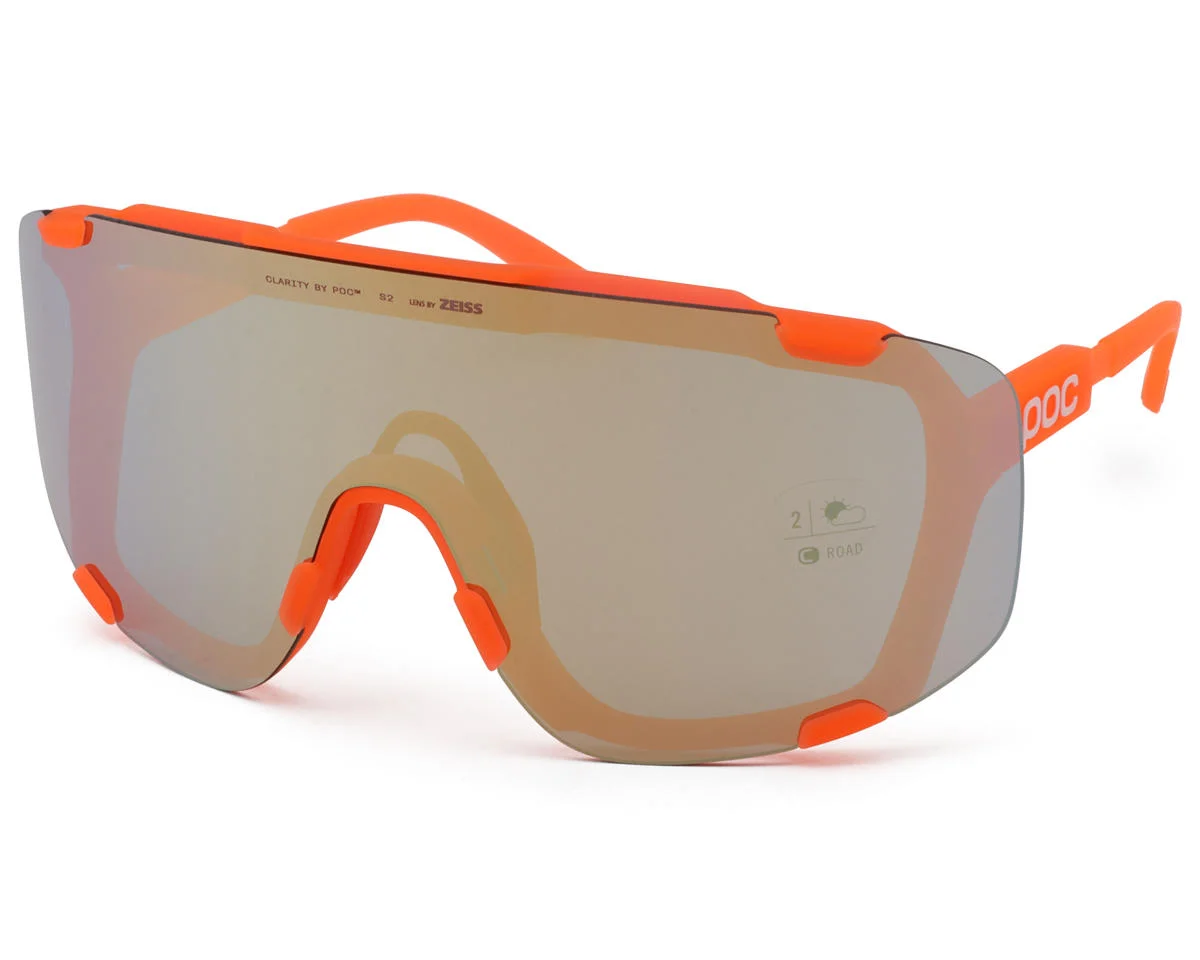POC Devour Sunglasses (Fluorescent Orange) (Partly Sunny Gold/Clear) (Clarity Road)